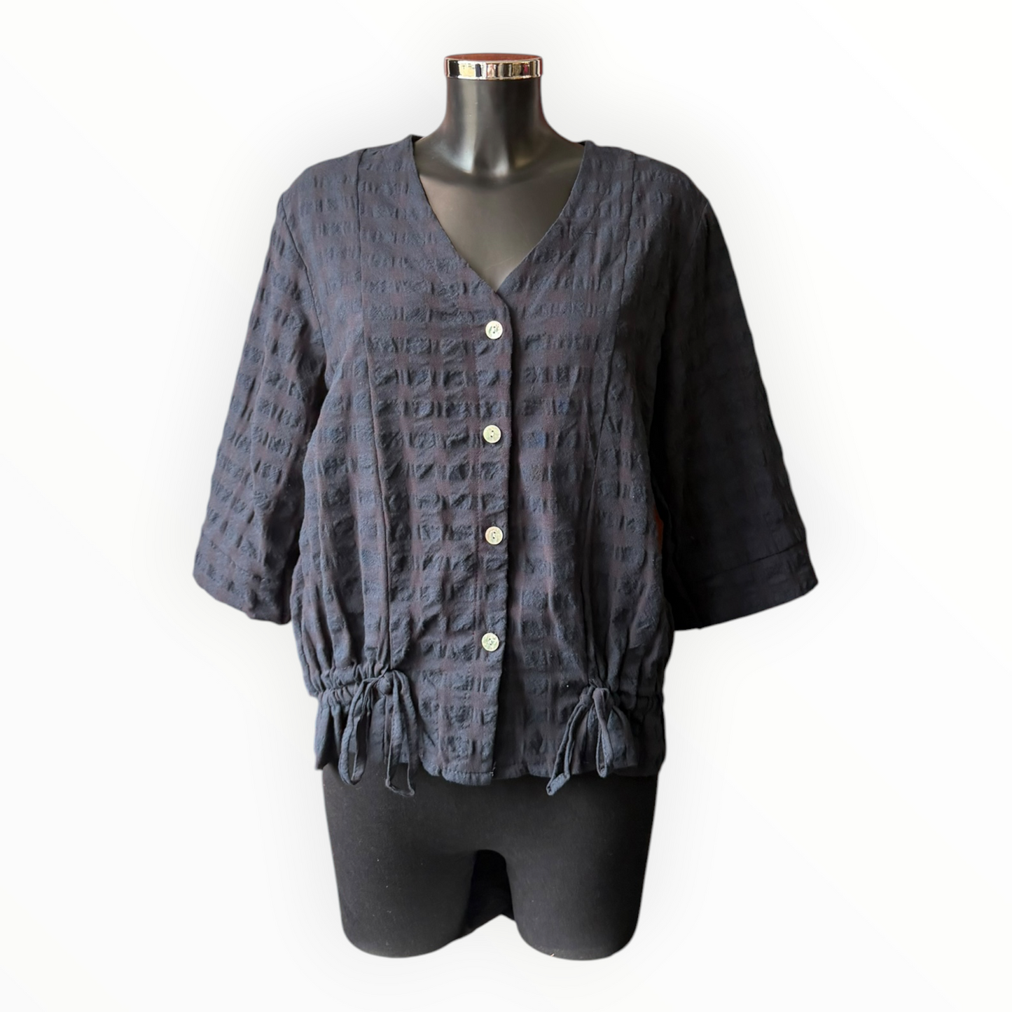 Eliza range checked jacket top - Navy