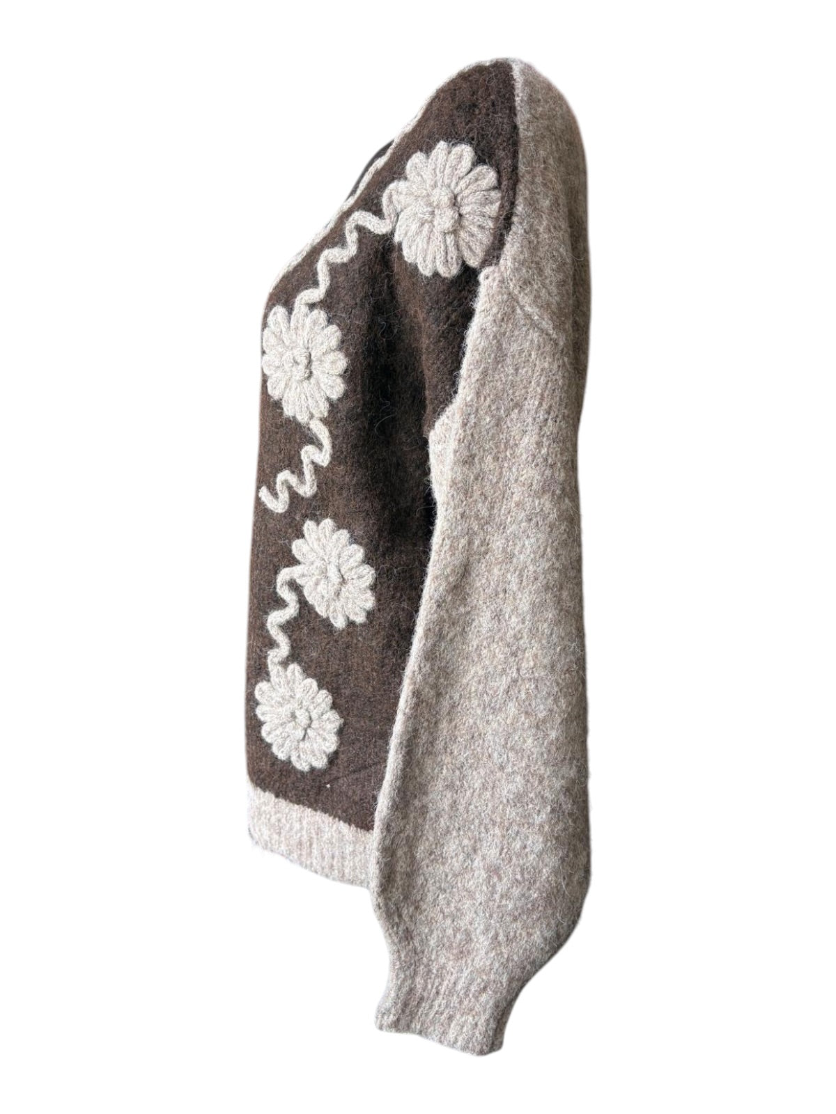 Clemmie applique 2 tone jumper - chocolate mix