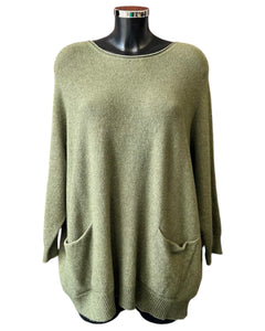 Eva swing 2 pocket soft knit jumper - Khaki