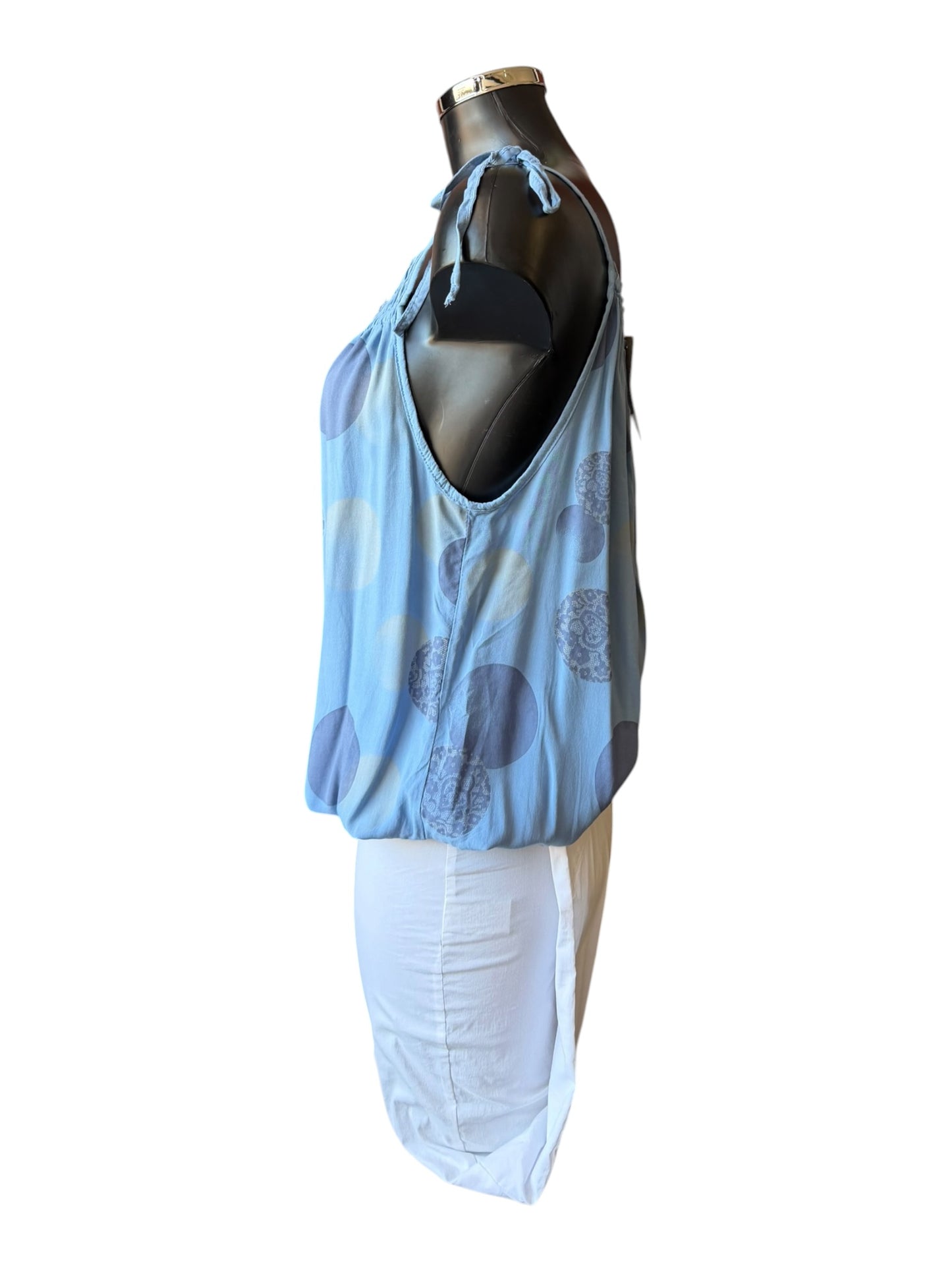 Doris strappy spot vest top - Pale Blue