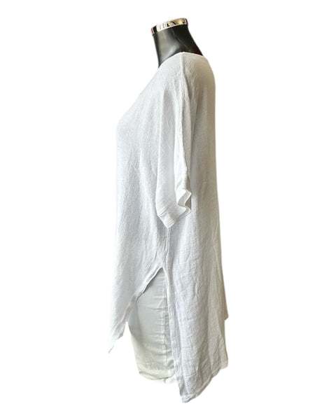 Casey range split side tunic top - White
