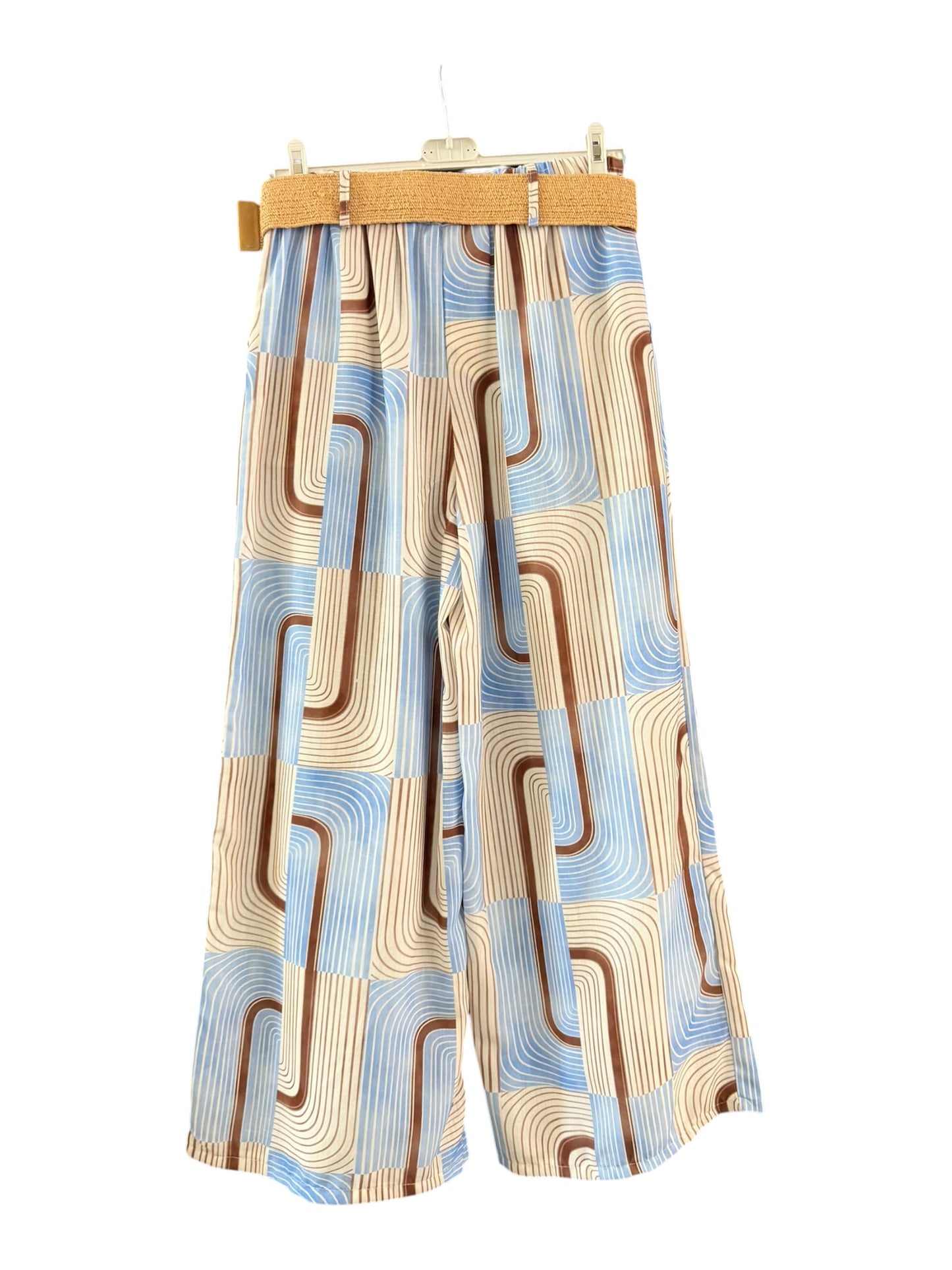 Martha retro print wide leg trousers - Blue mix
