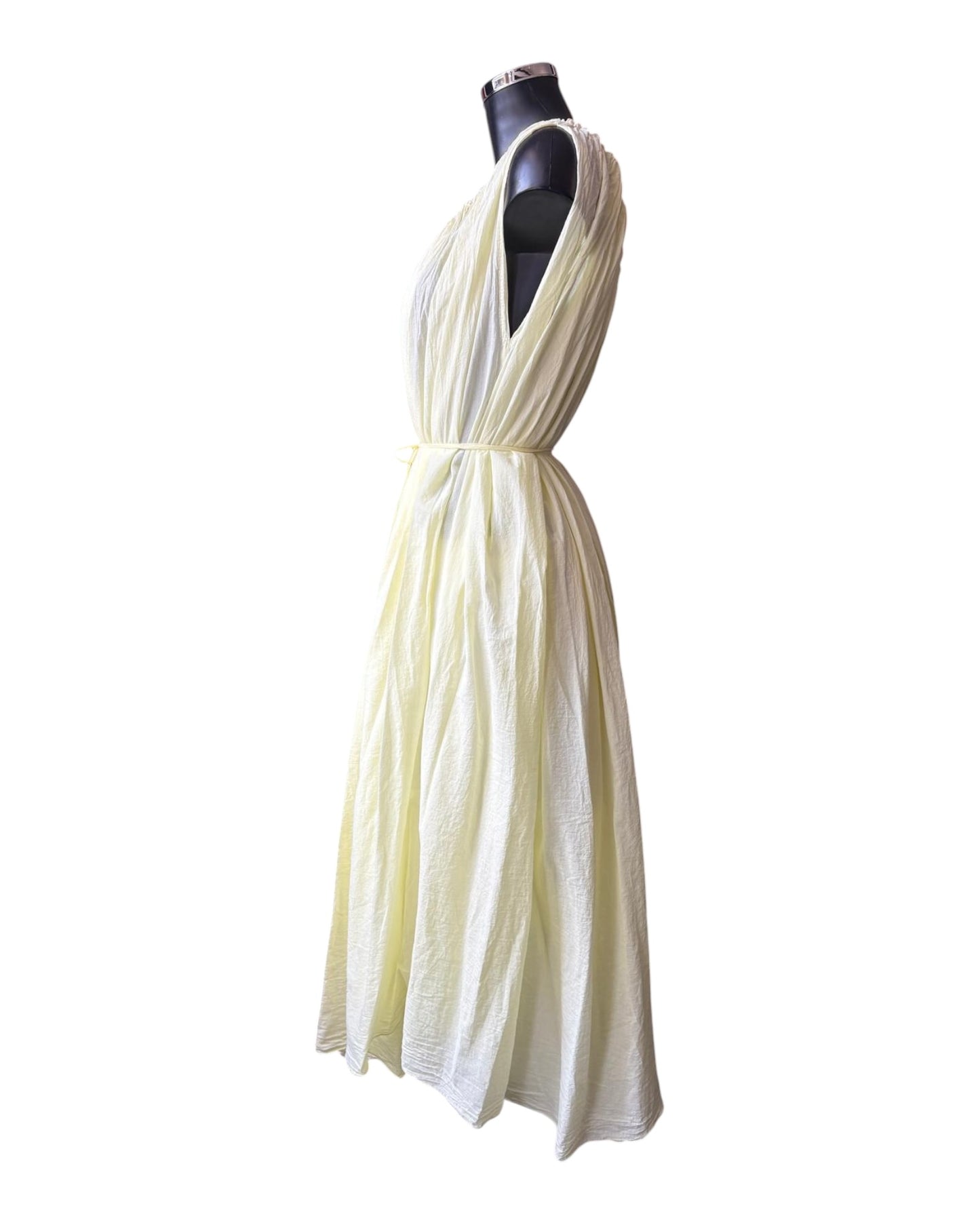 Mindy cotton full flare sleeveless dress - Lemon
