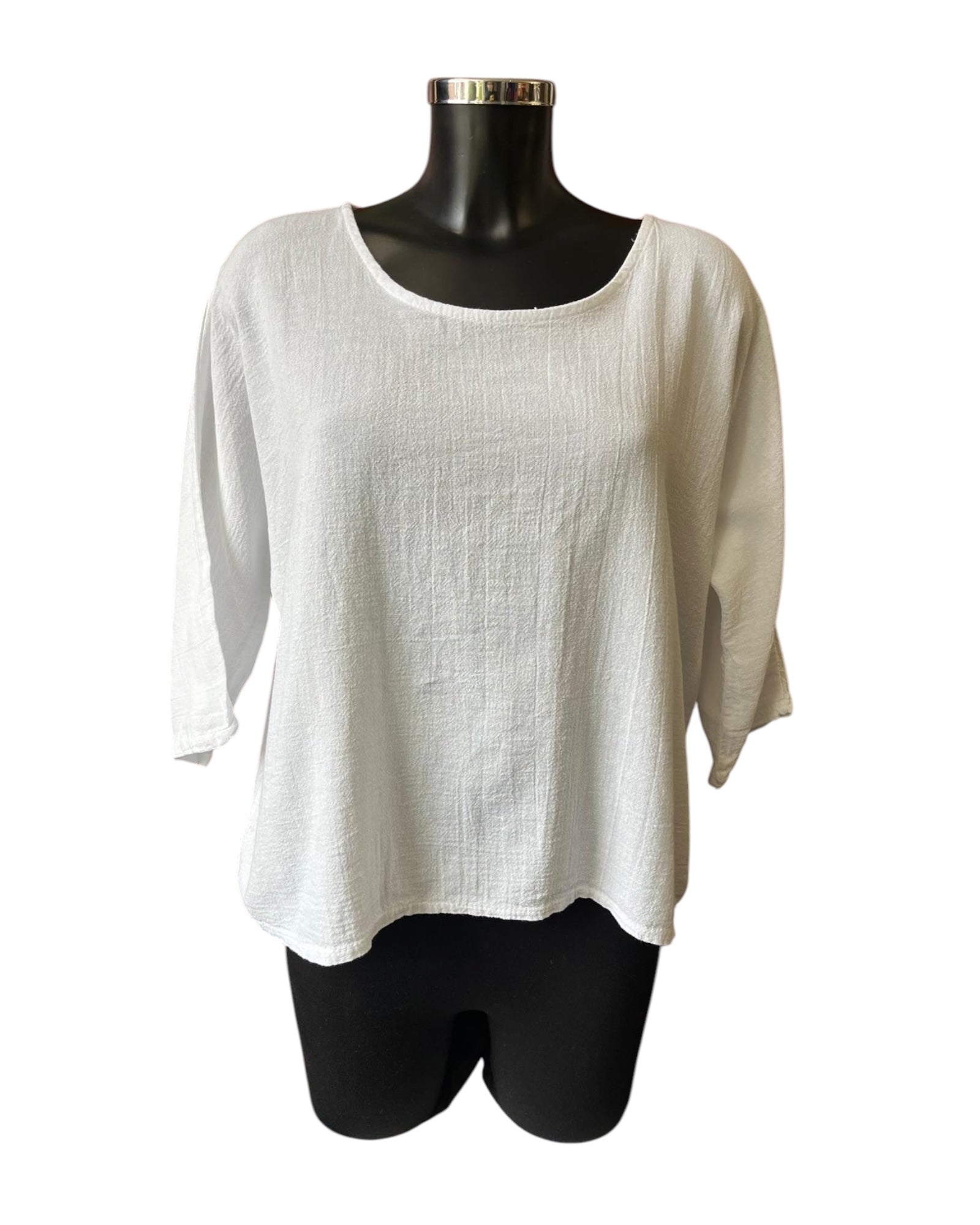 Mia cotton linen mix top - White