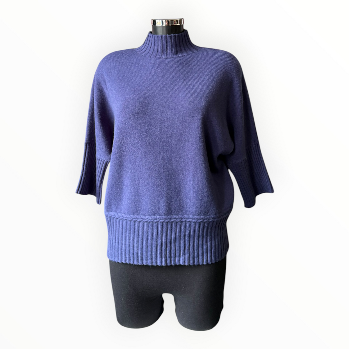 Abigail ribbed neck, hem & cuffs jumper - Navy