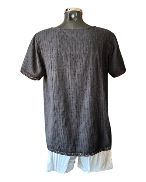 Orientique broderie cotton top - Black