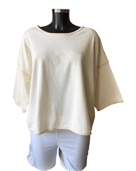 Clara contrast trim top - Beige