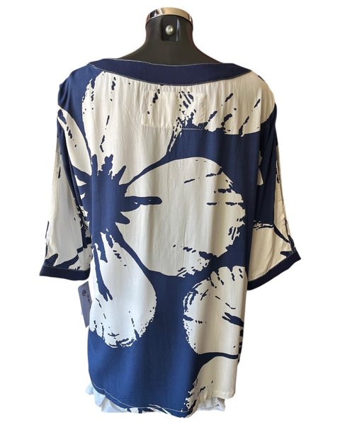 Tara Vao Lilac 2128 long top - Navy mix