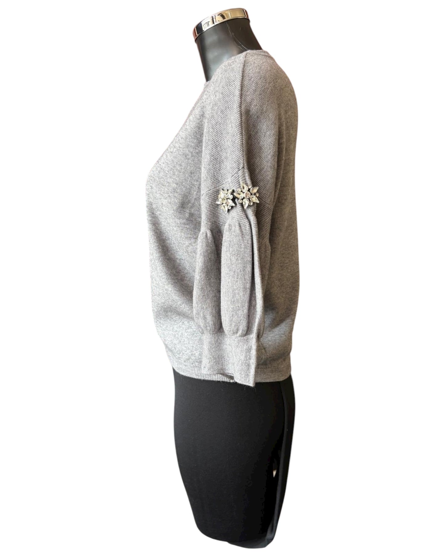 Eliza diamond puff sleeve short jumper - Grey