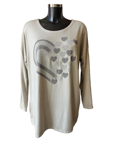 Iris sparkle heart fine knit jumper - Mocha