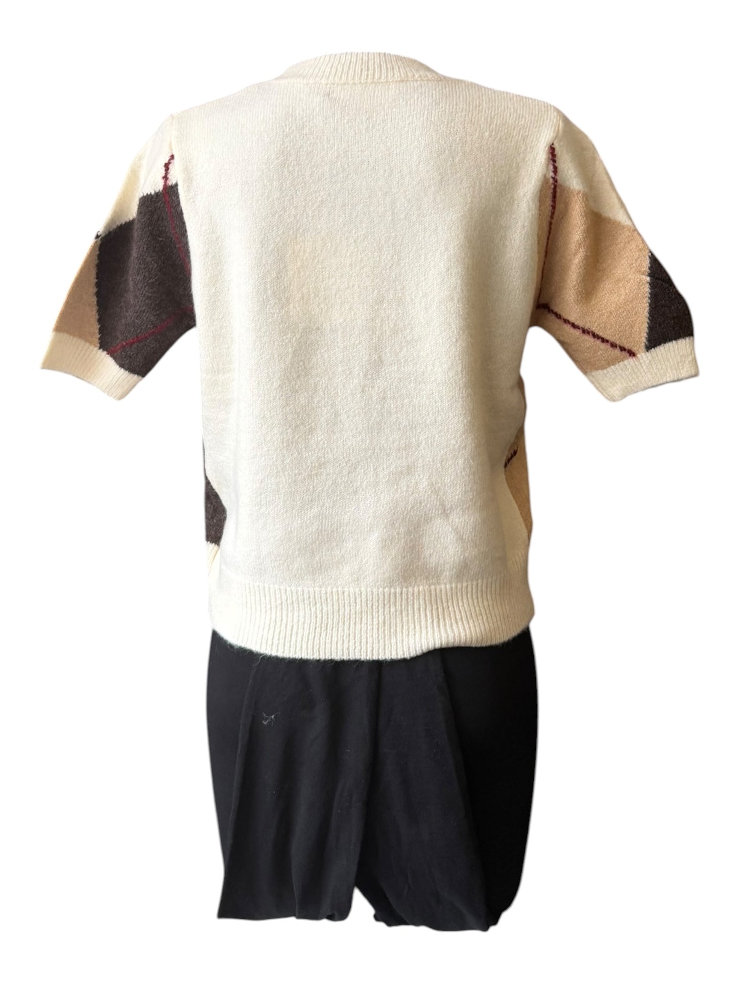 Willow argyle short sleeve jumper - natural mix