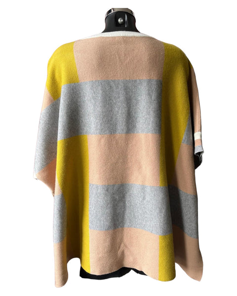 Eletta checked poncho style jumper - Camel mix