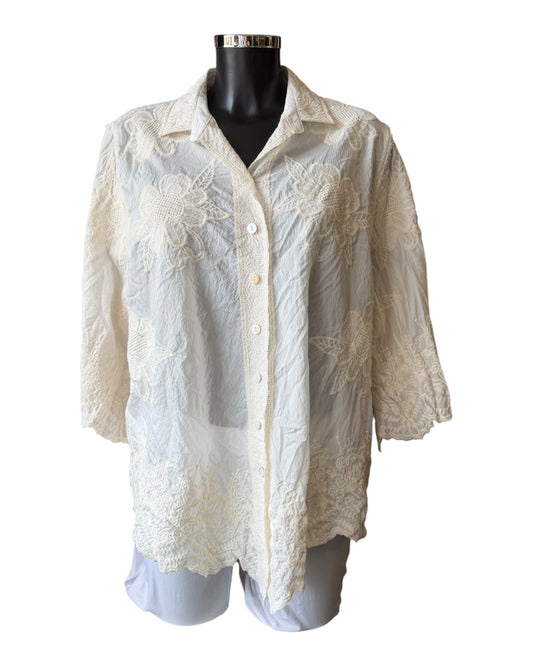 Kerry pretty embroidered blouse - Beige