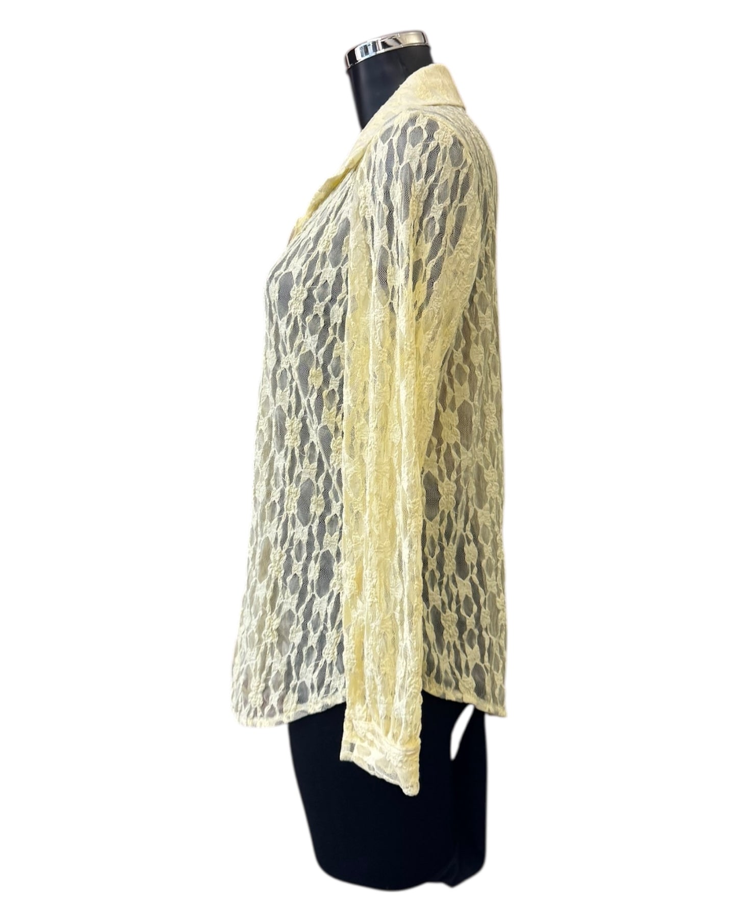 Gaynor crochet lace shirt top - Lemon