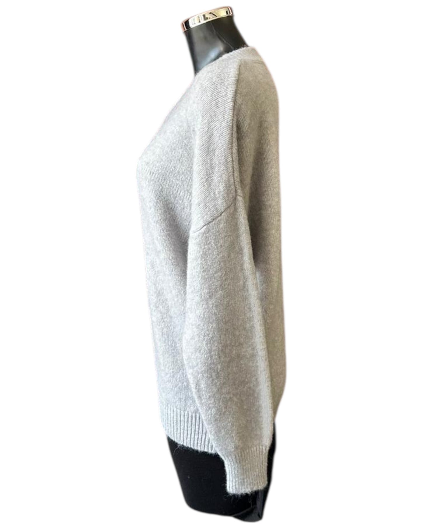 Rosey v neck appliqué flower jumper - Grey