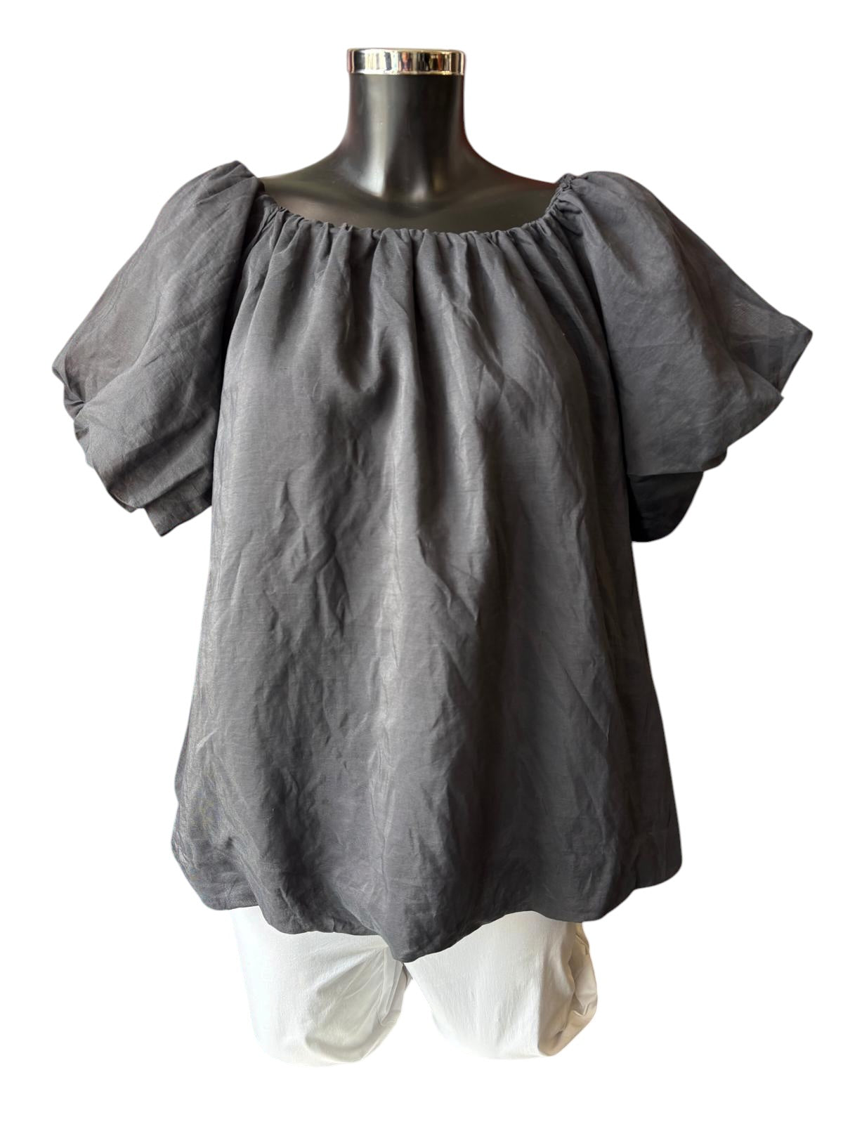 Isla bardot puff sleeve top - Black