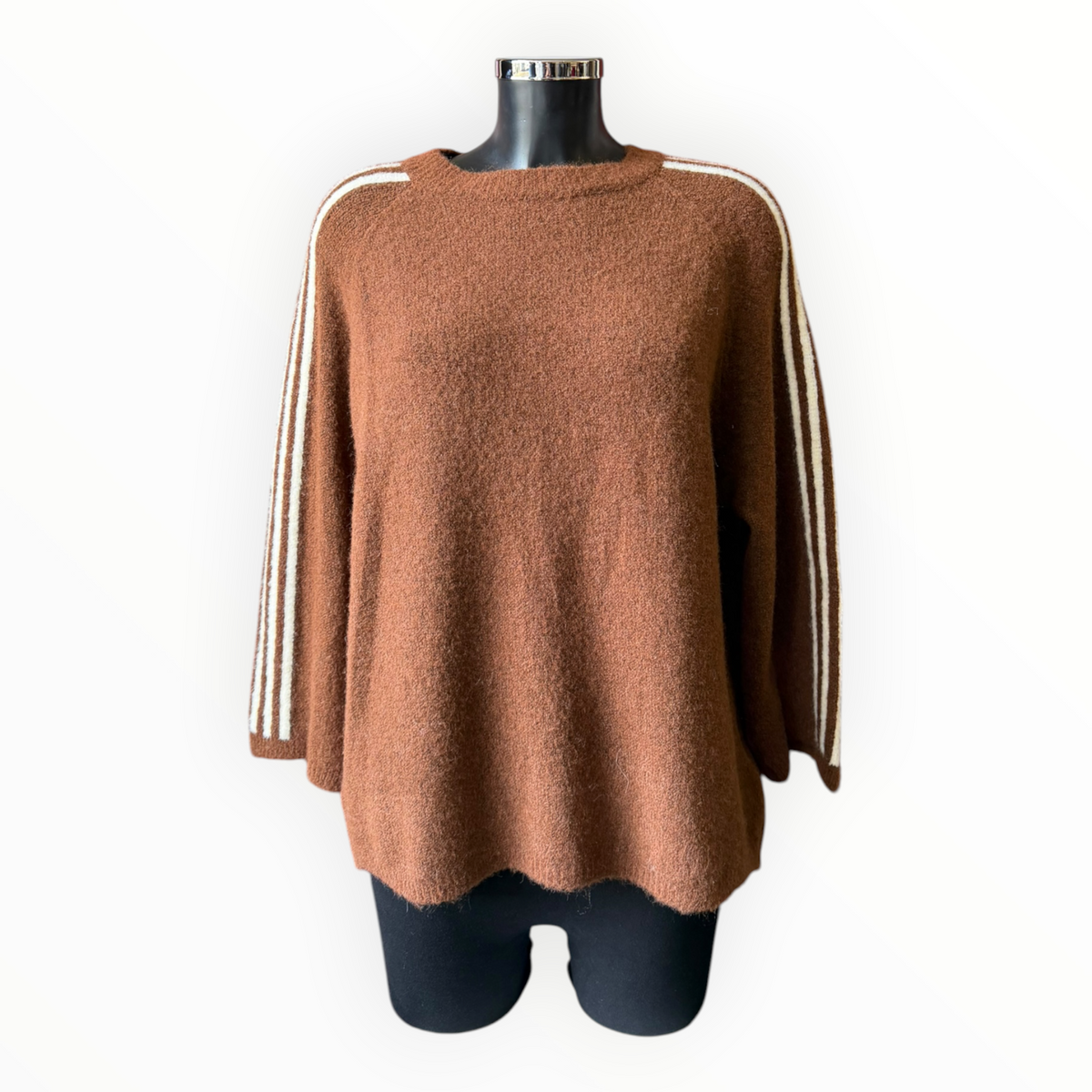Ada striped arm soft knit jumper - Chocolate