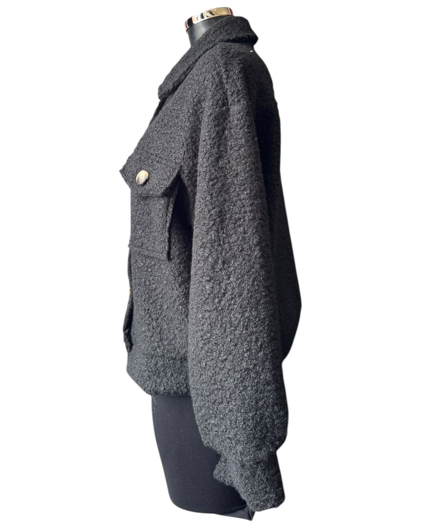 Gina boucle bomber jacket - Black