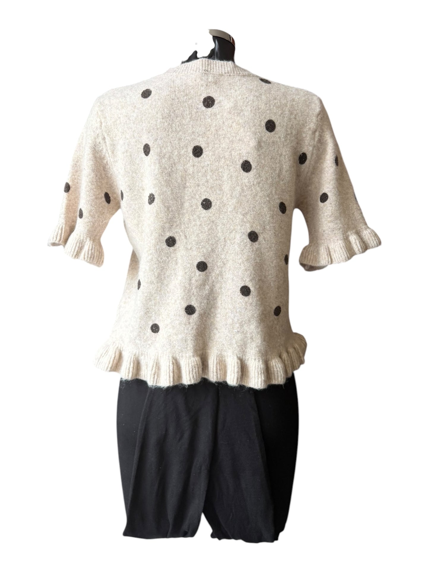 Tammy frill trim polka dot jumper - Beige