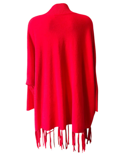 Lexi button shoulder tassel hem jumper - Red