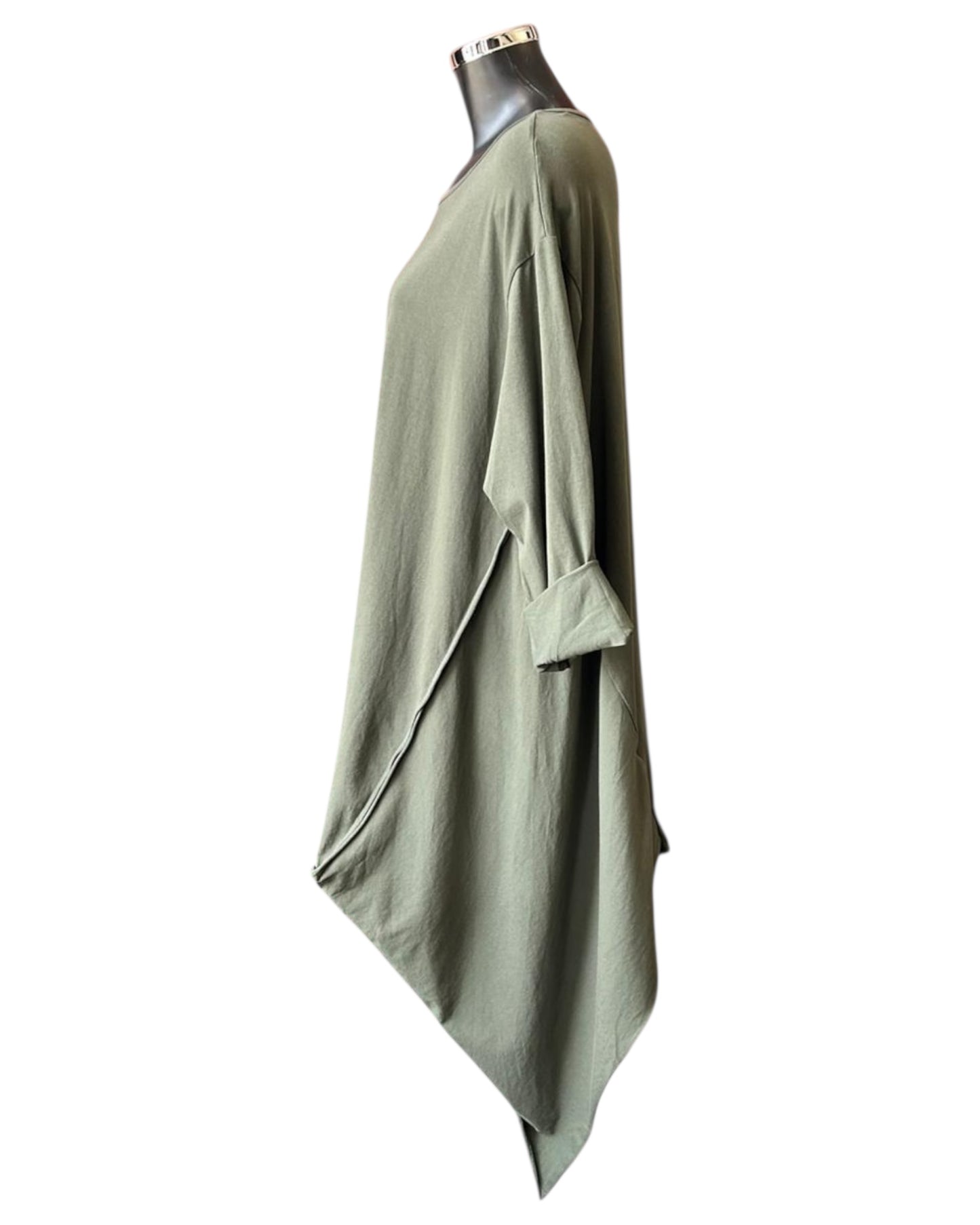 Ronnie dip sides tunic top - Khaki