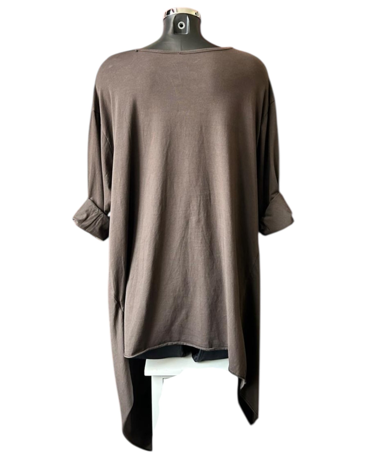 Ronnie dip sides tunic top - Chocolate