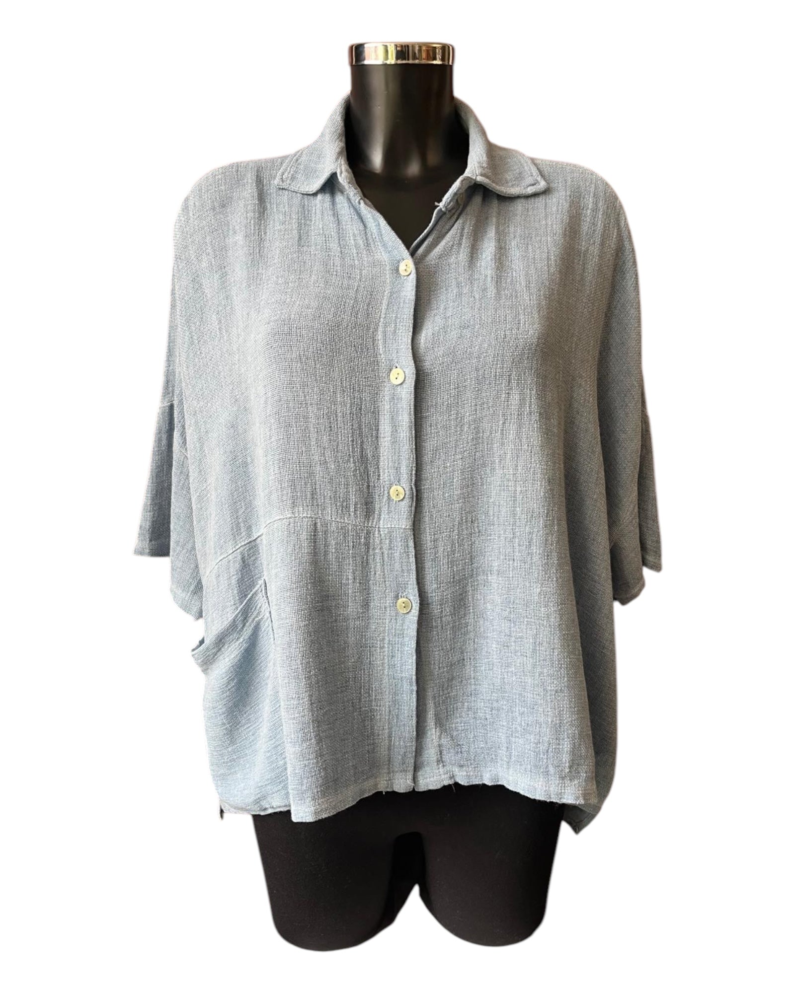 Casey range pocket button shirt - Pale blue