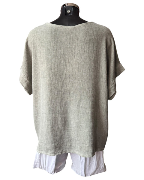 Casey range sequin v neck top - khaki