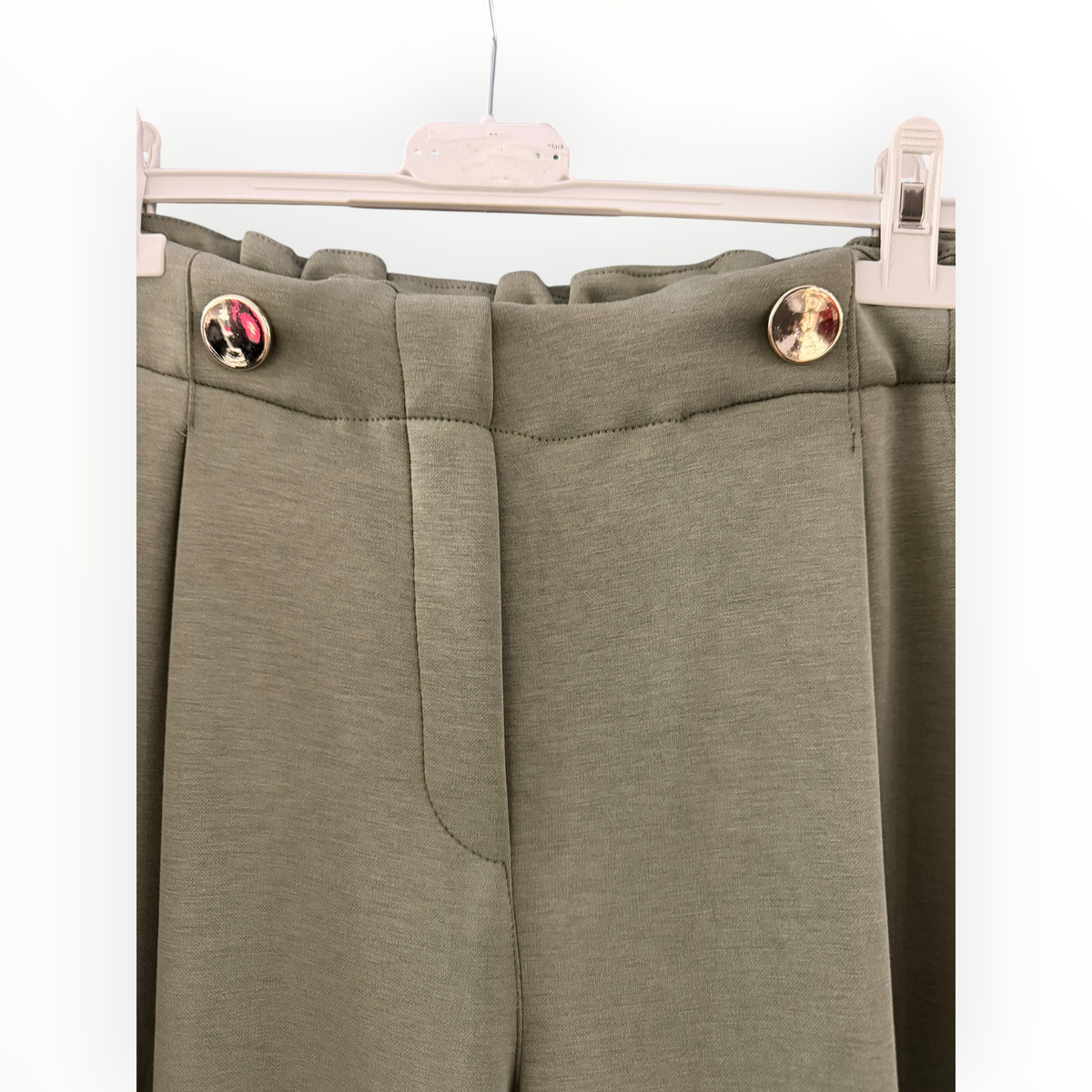 Lola gold button wide leg trousers - Khaki