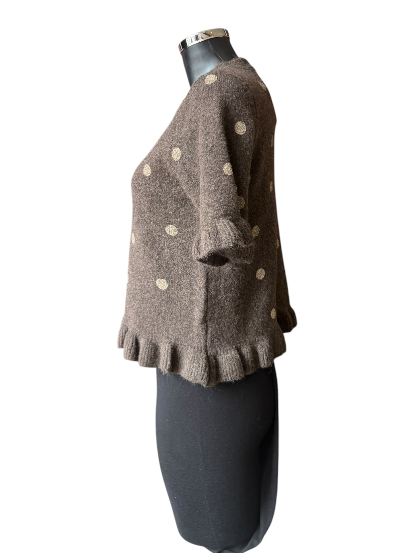 Tammy frill trim polka dot jumper - Brown