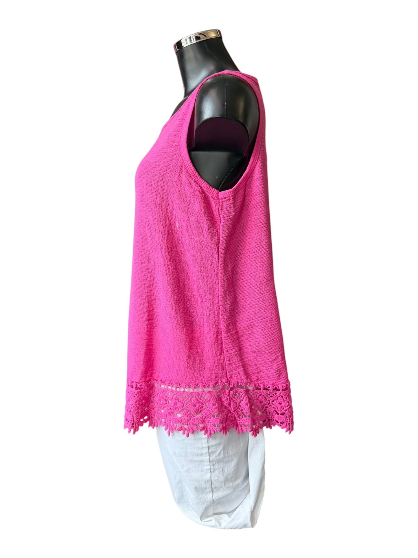 Fiona crochet trim vest top - Cerise