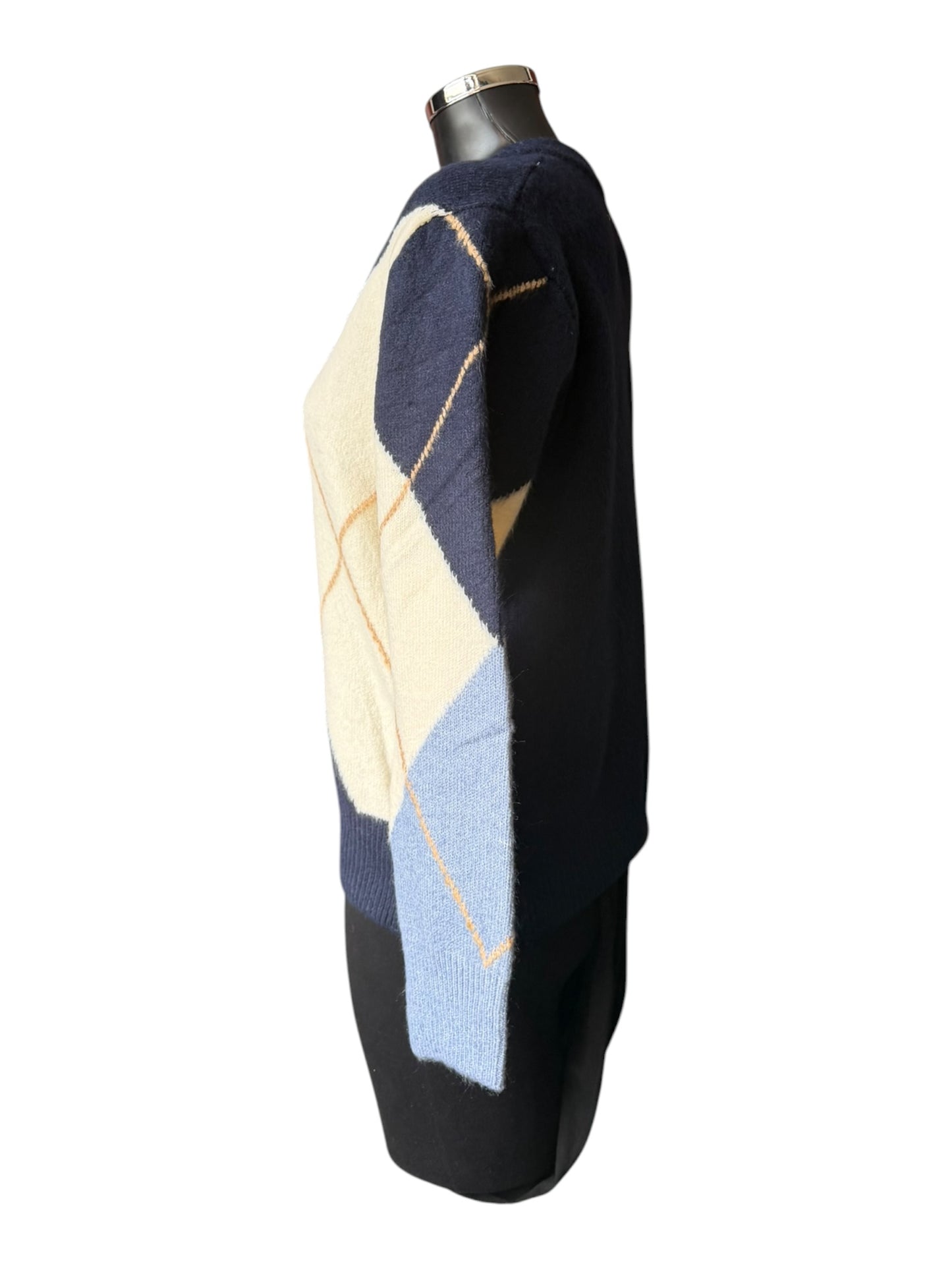 Ella v neck argyle jumper - Navy mix