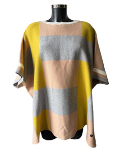 Eletta checked poncho style jumper - Camel mix