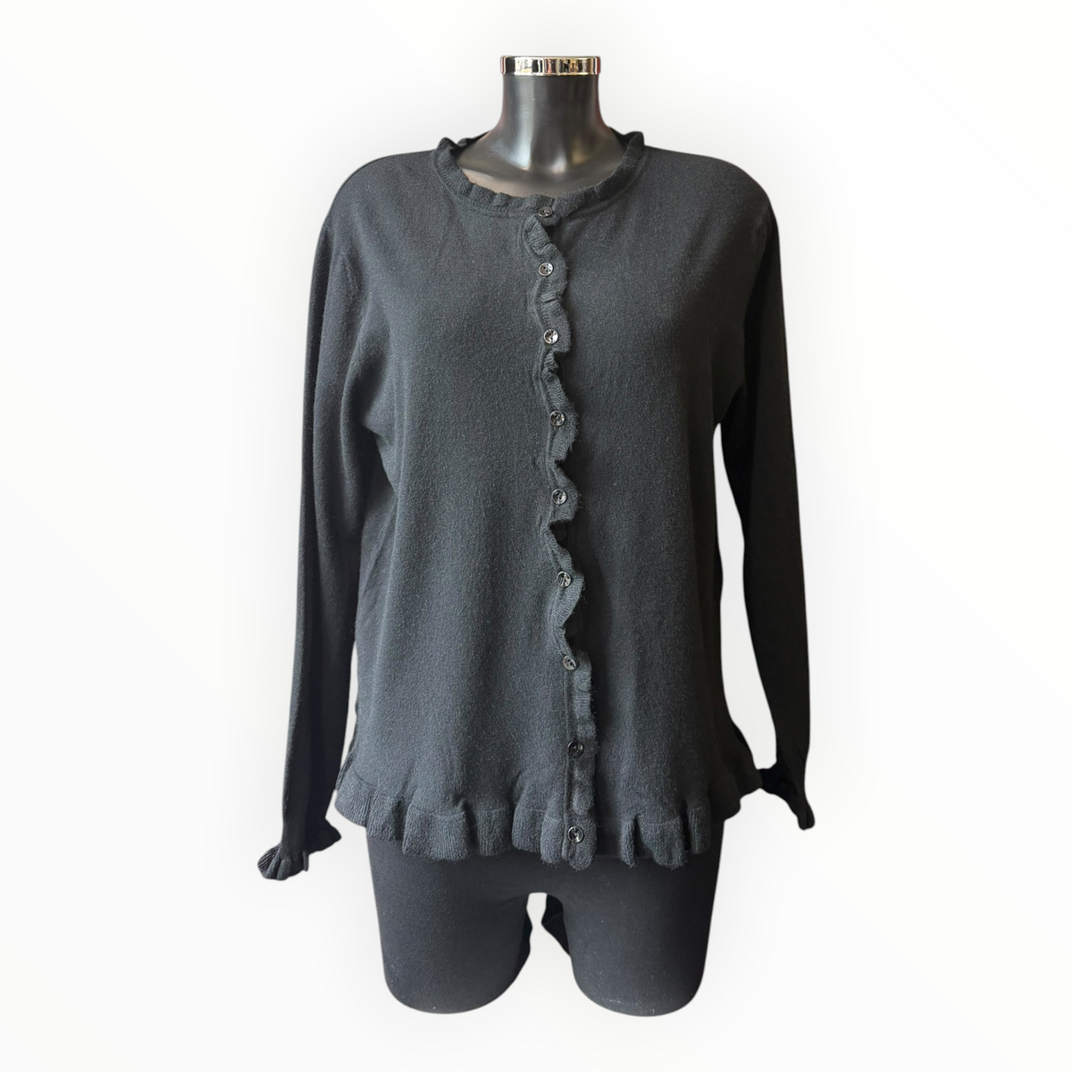Florence frill trim cardigan - Black