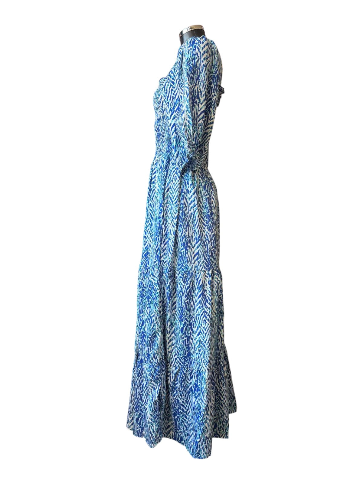 Ada tiered maxi milkmaid dress - blue chevron
