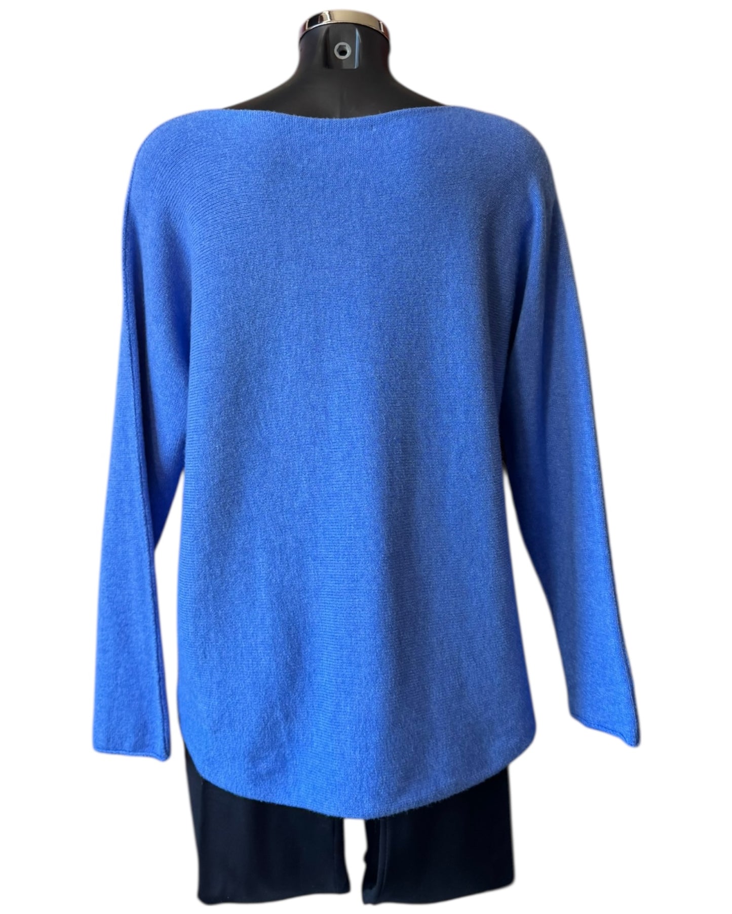 Toni short soft plain v neck jumper - Denim