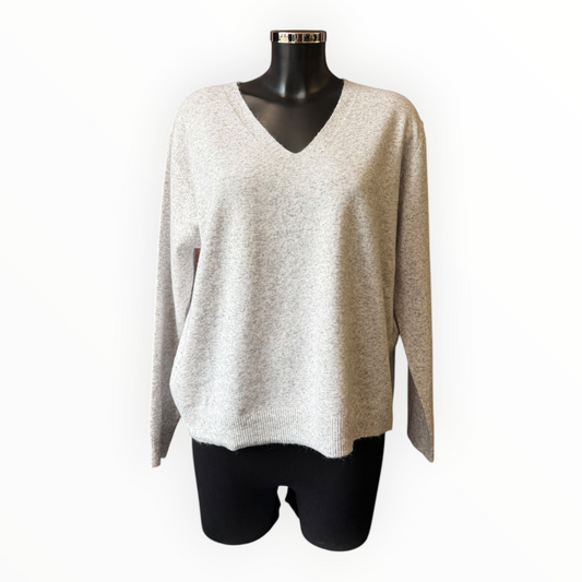 Freya fine knit v neck jumper - Grey