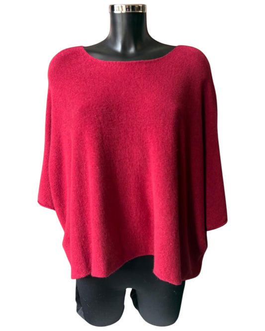 Abigail soft knit short boxy jumper - Bordeaux