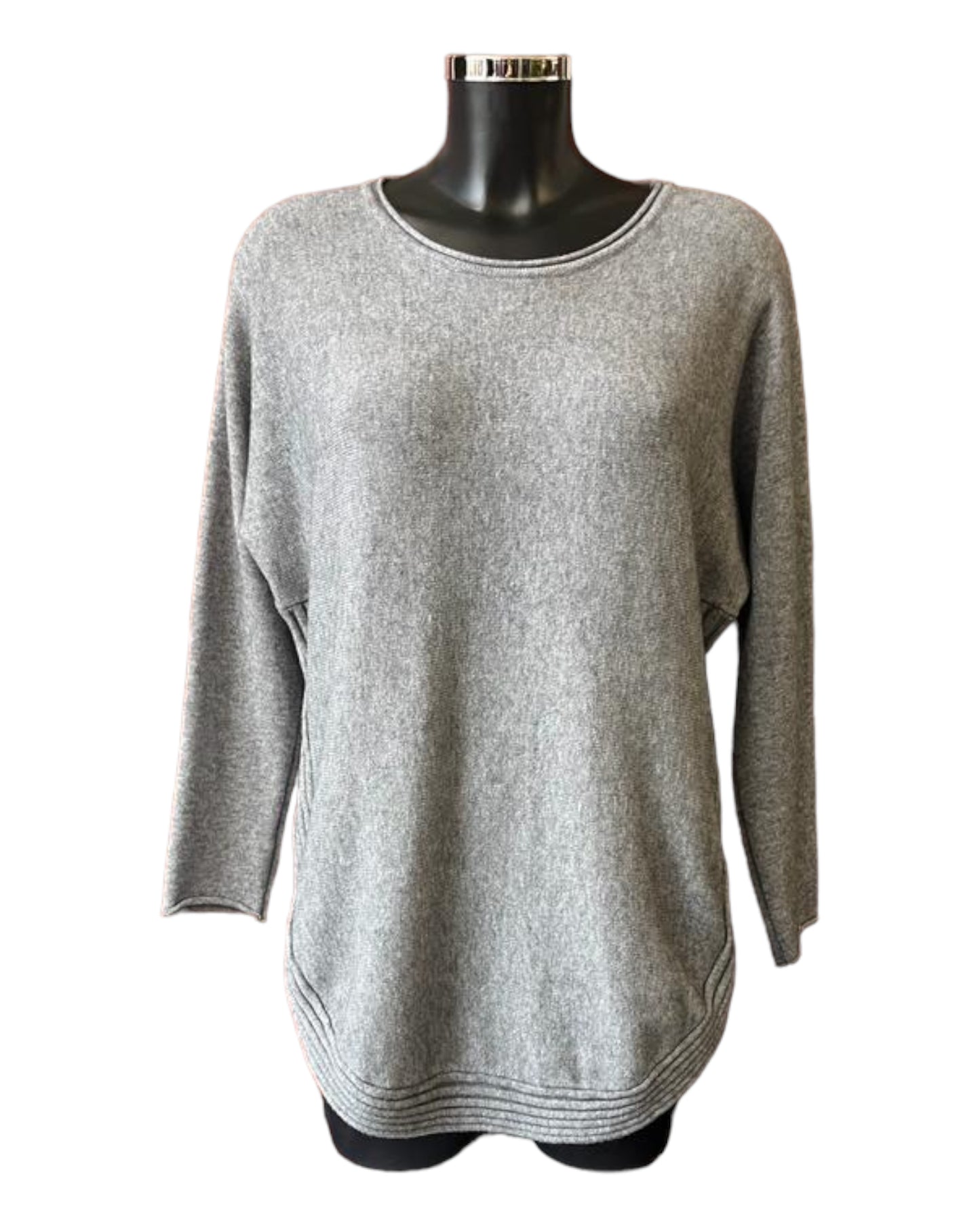 Camilla curved hem soft knitted jumper - Grey