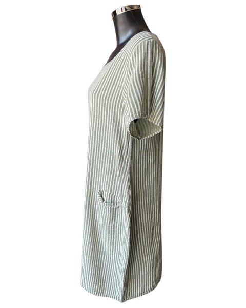 Bonnie striped range short dress - Khaki