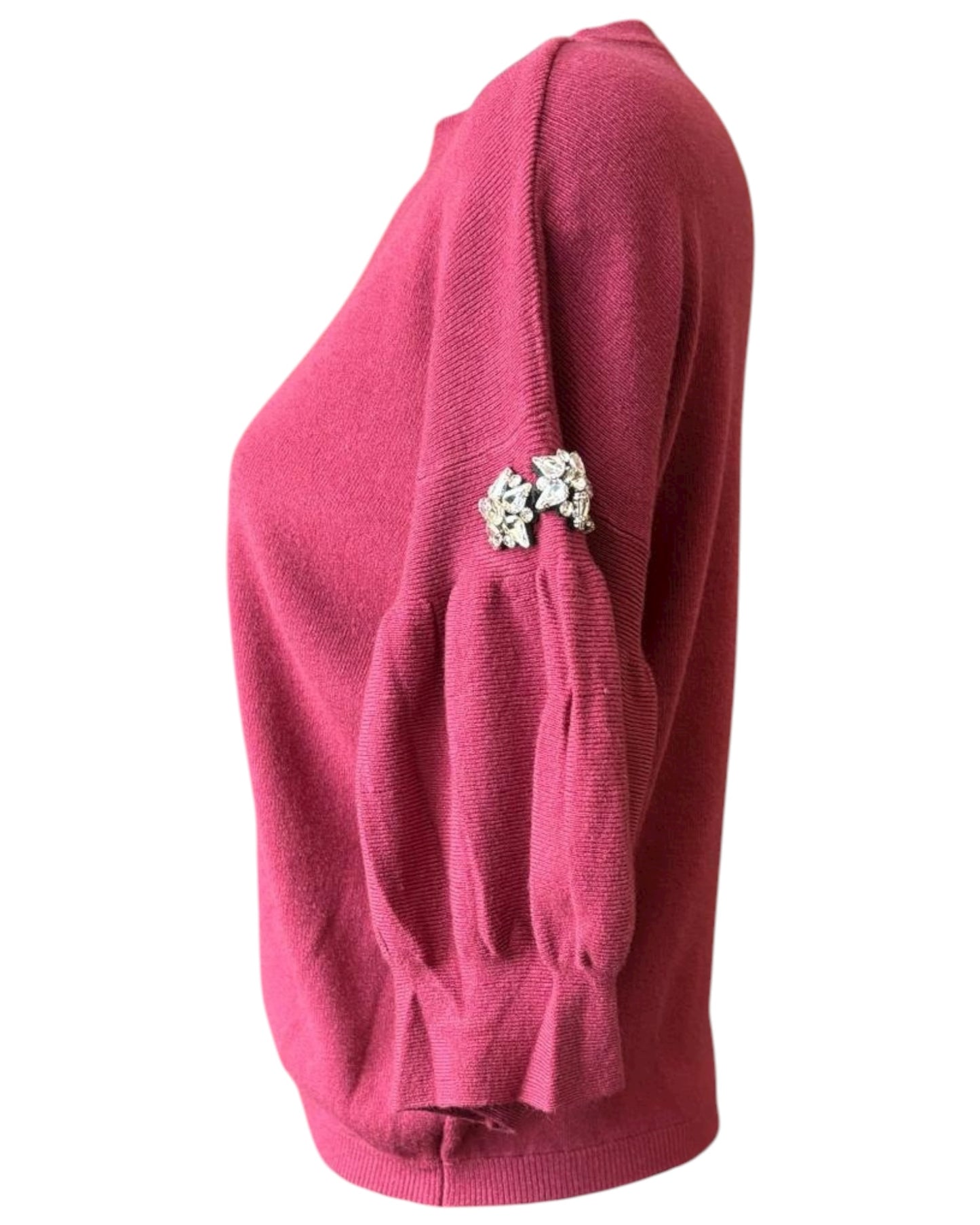 Eliza diamond puff sleeve short jumper - Bordeaux