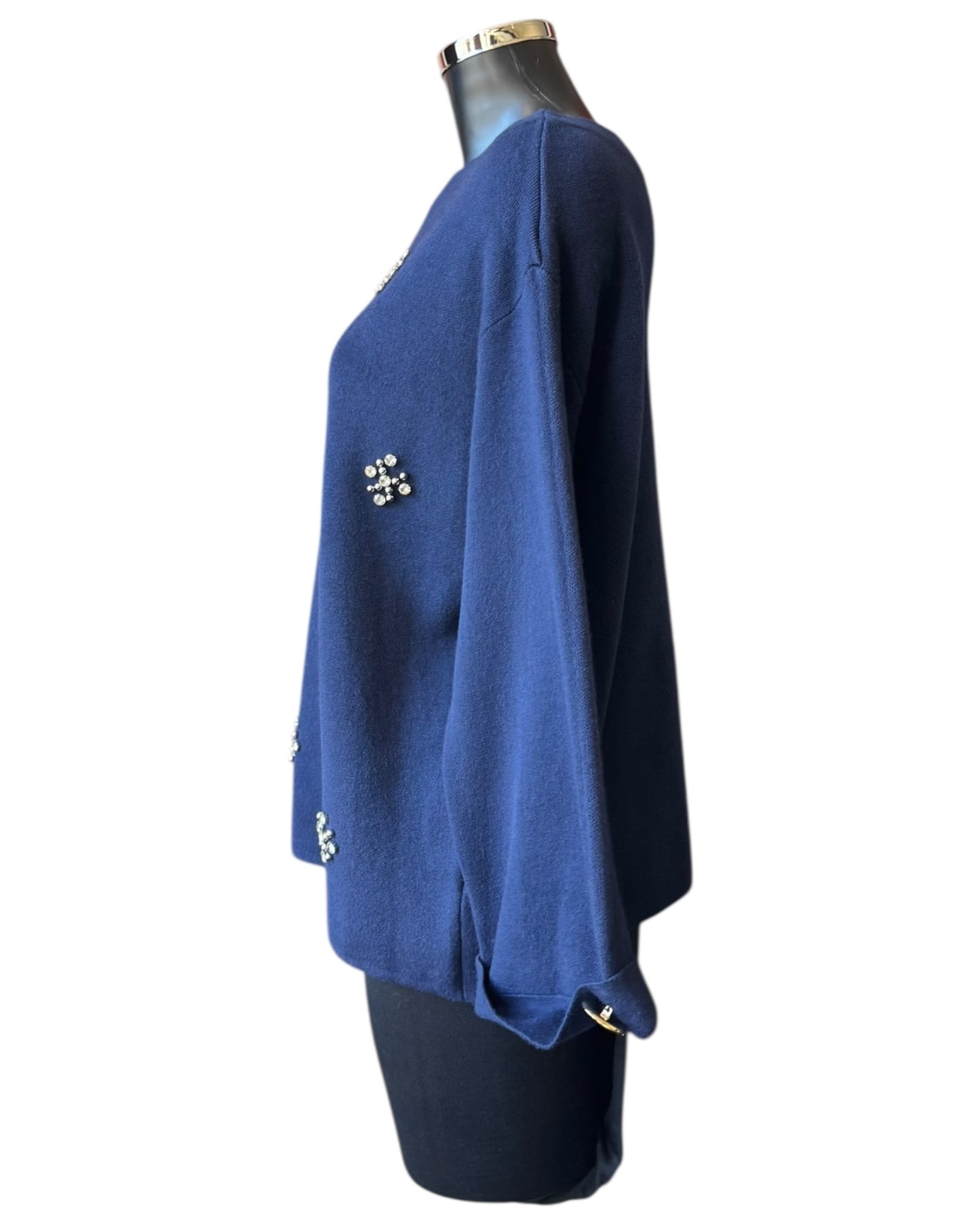 Erin embellished flower jumper - Navy