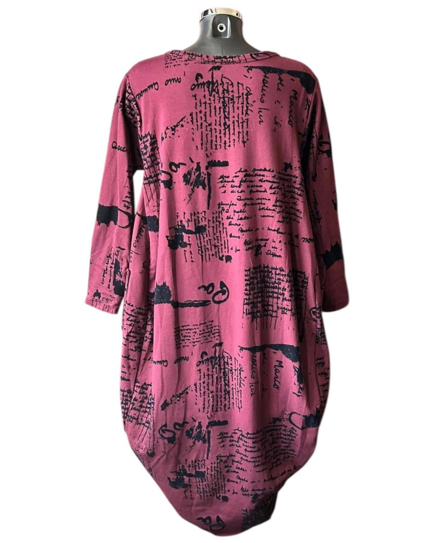Elise script dress - Bordeaux