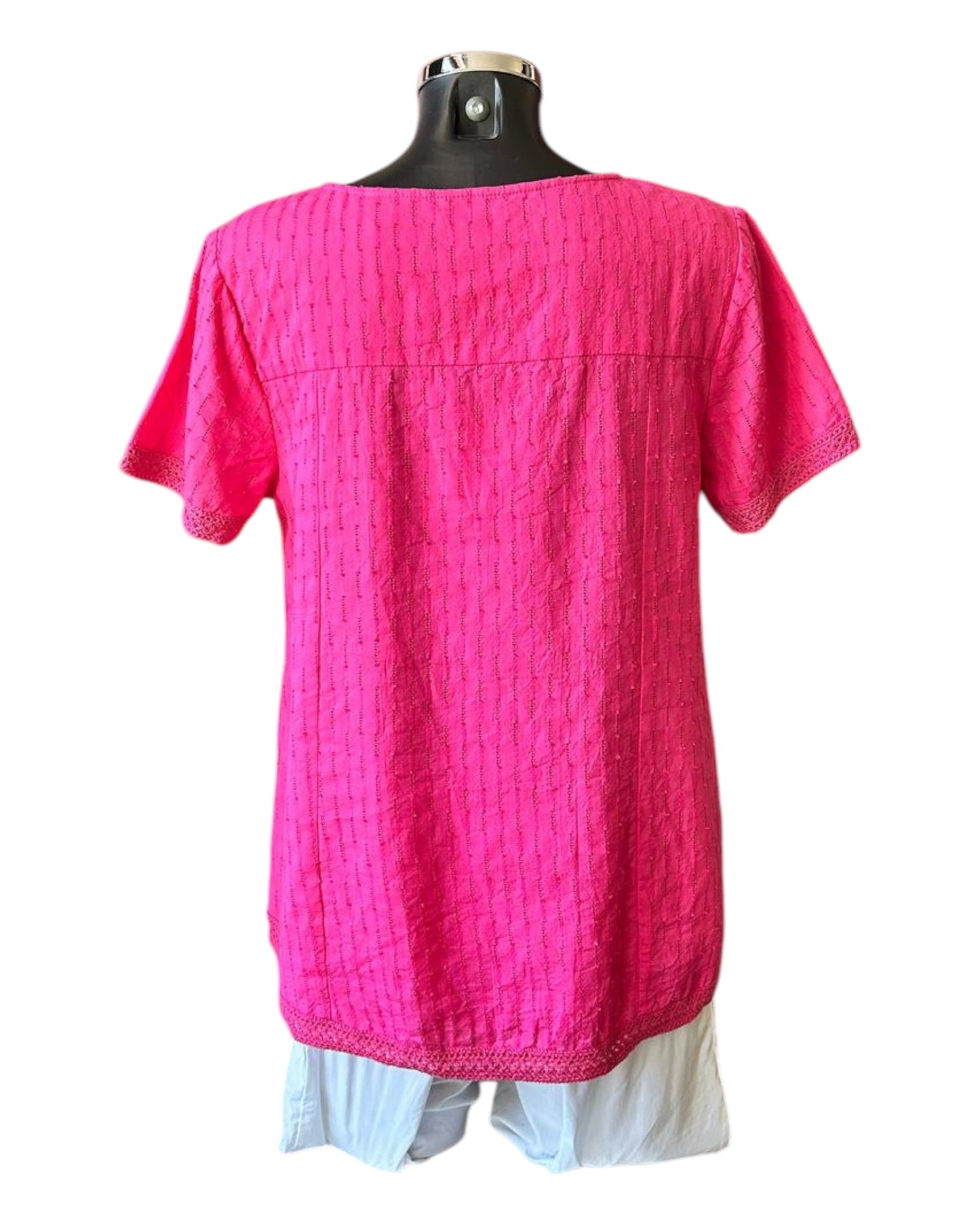 Orientique broderie cotton top - Hot Pink