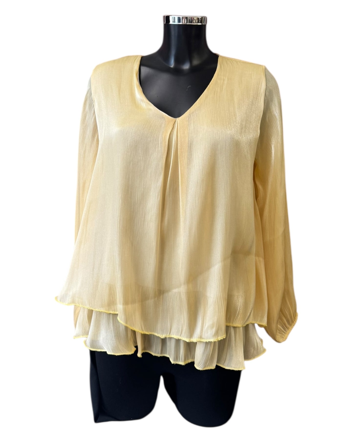 Vanessa v neck layered top - Lemon