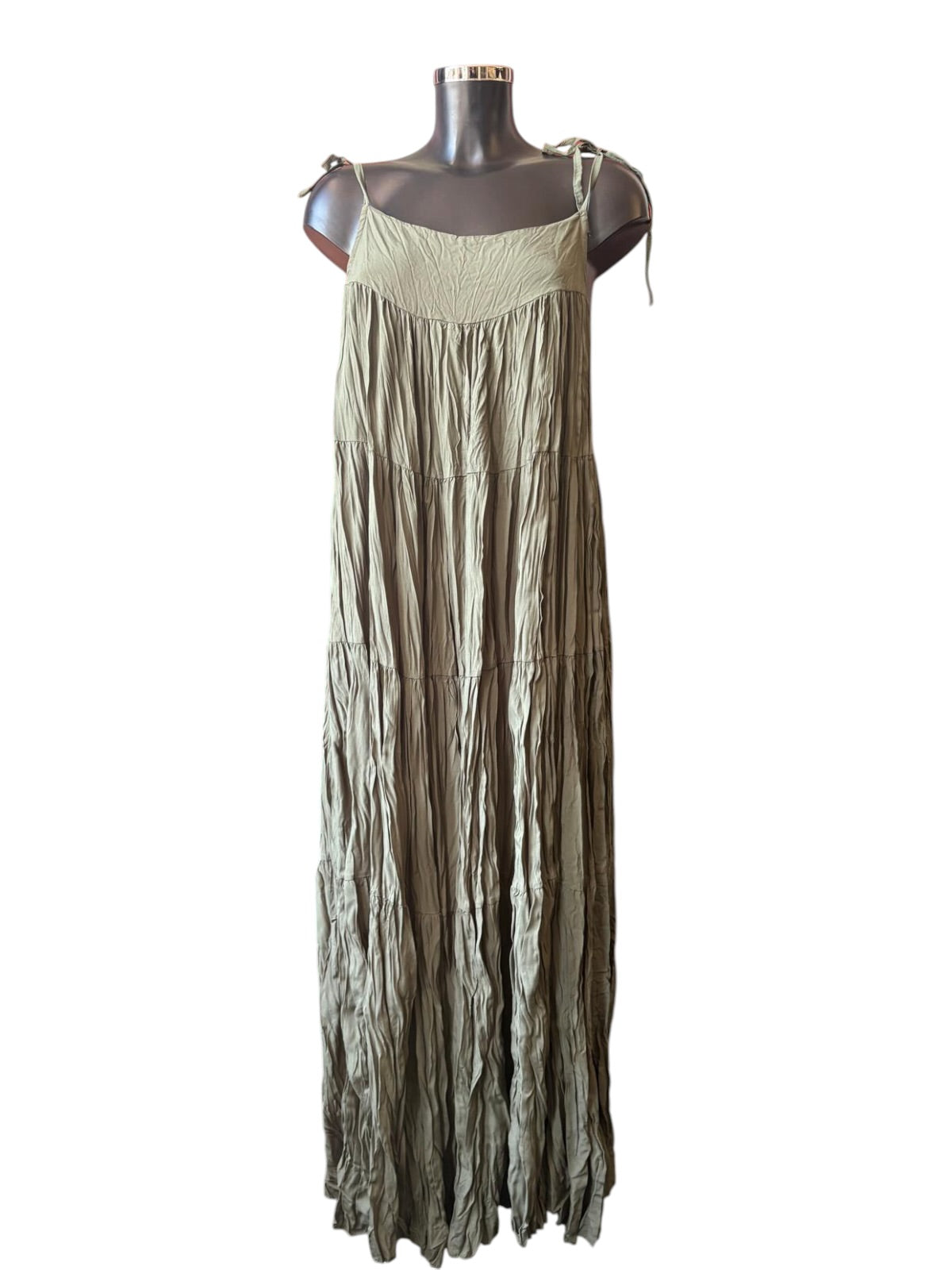 Sophie strappy tiered maxi dress - khaki