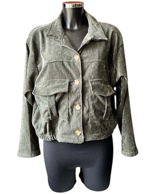 Roxy velvet feel bomber jacket - Khaki