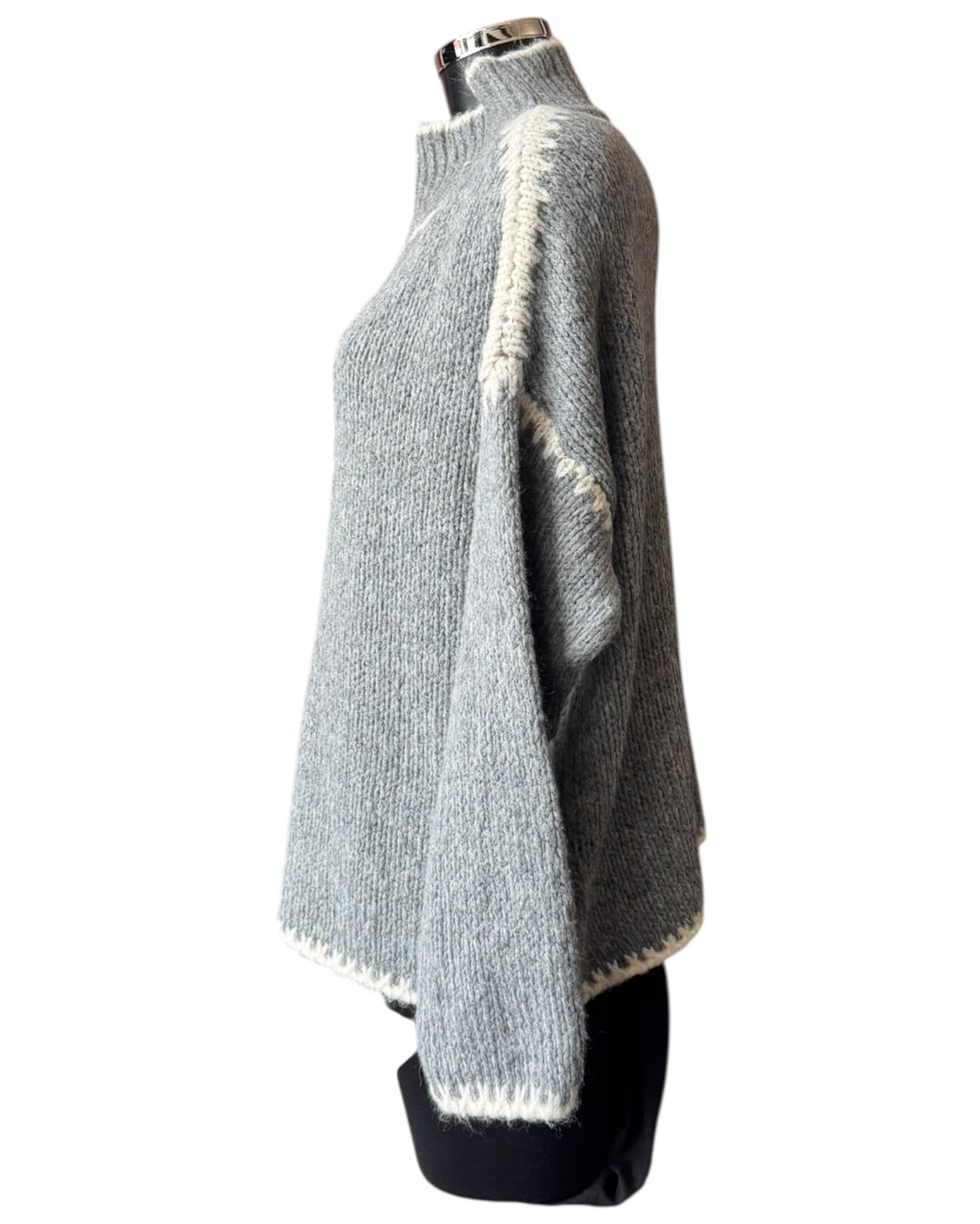 Jessie contrast stitch high neck jumper - Grey