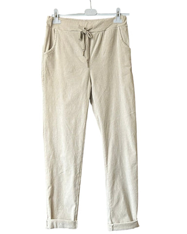 Isla super stretchy cord trousers one size - Cream