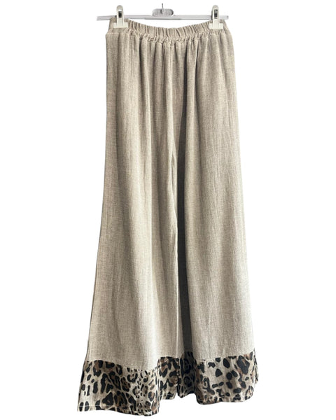 Casey range wide leg animal trim trousers - Mocha